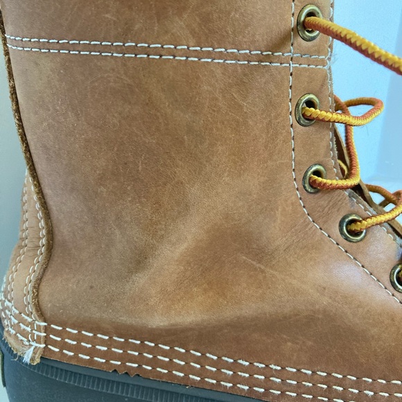 L.L. Bean Duck Boots Lace Up Leather Top Made in Maine Men’s HM - Picture 3 of 9